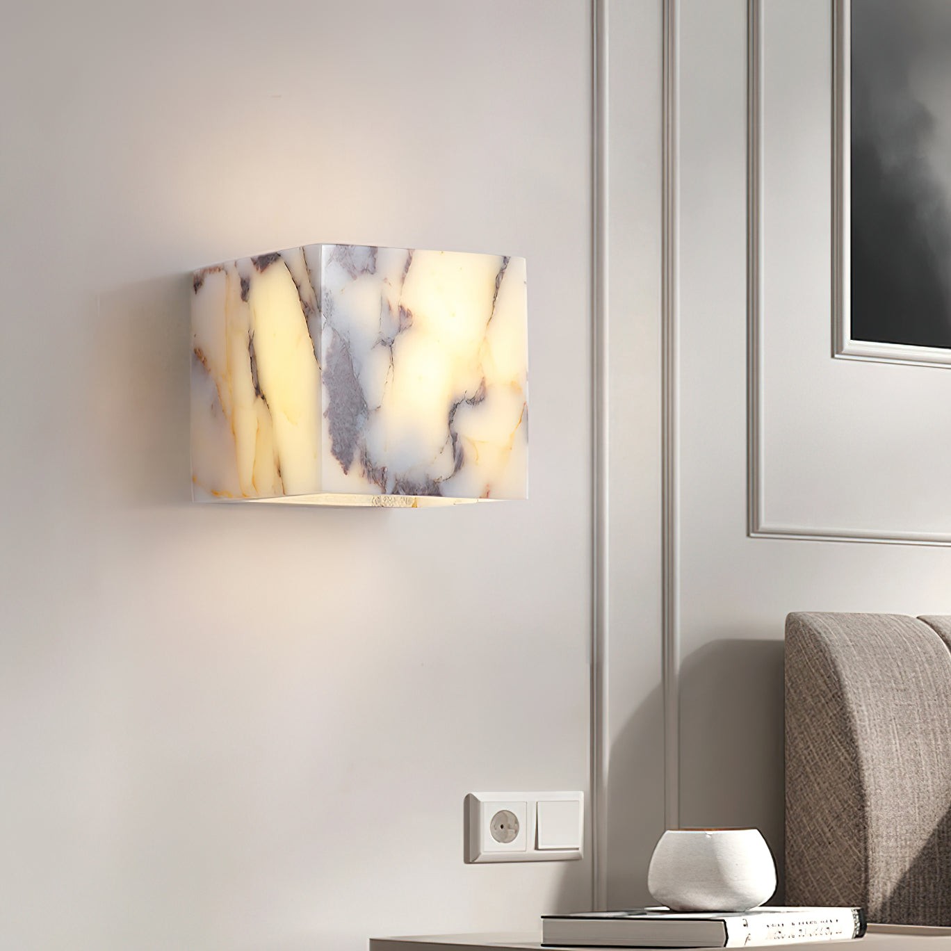 Vierkante marmeren wandlamp HL3178