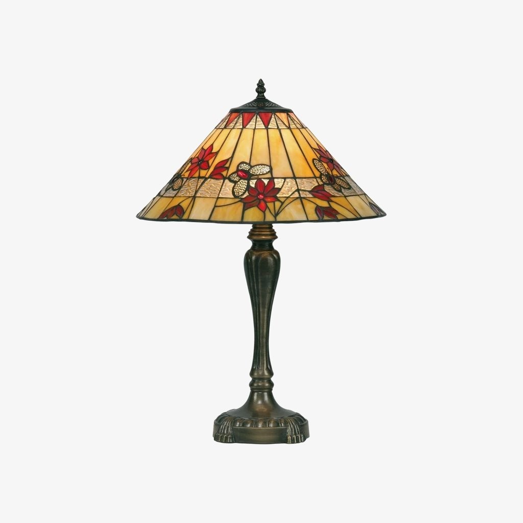 TF Butterfly Tafellamp - Tafellamp met handgesneden glas-in-loodkap voor woonkamer en slaapkamer HL2052