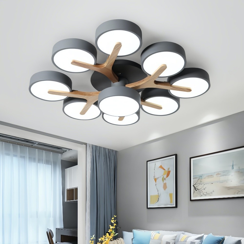 Nordic Disc Wood Plafondlamp - LED Semi-Flush Mount voor Slaapkamer HL1353