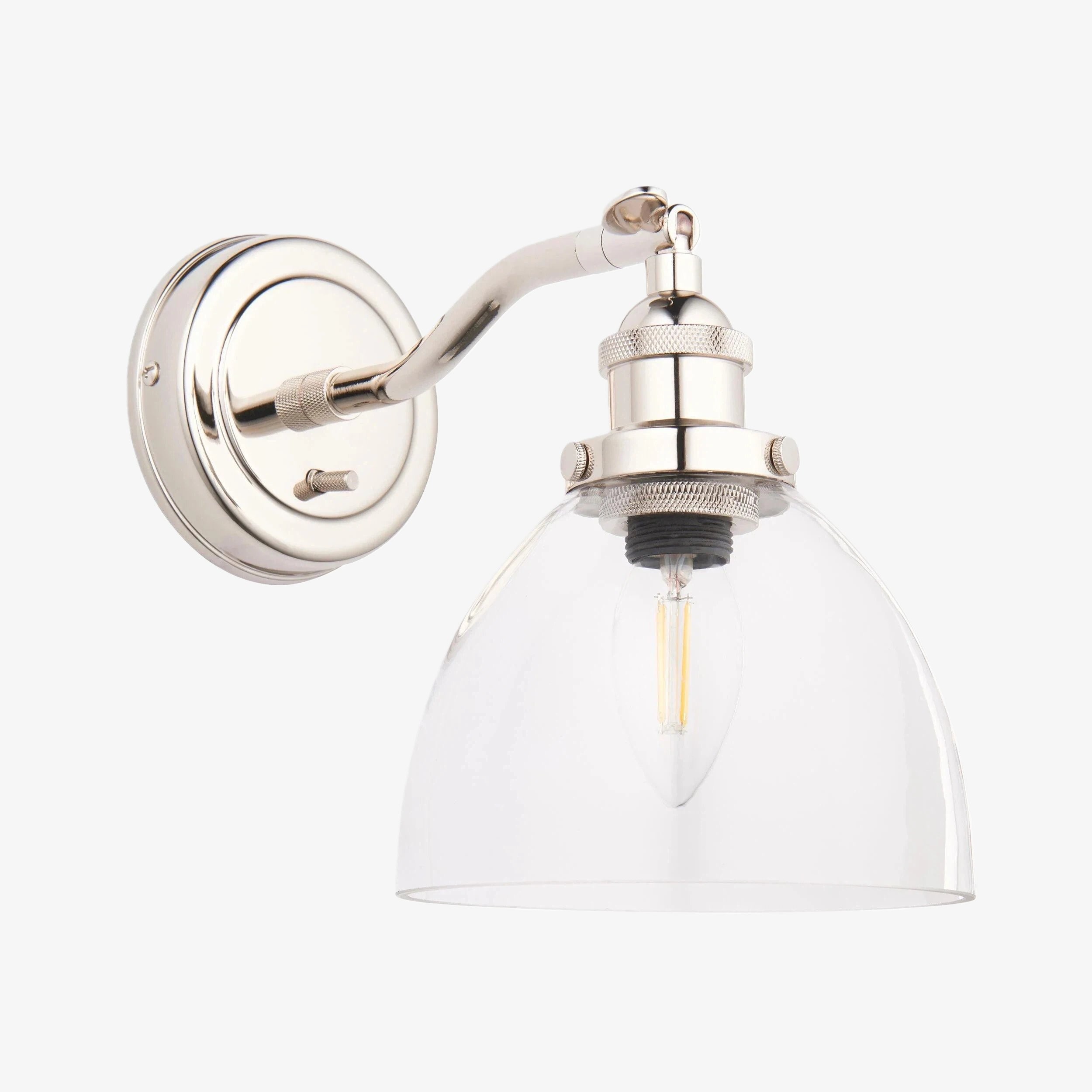 Novera wandlampencollectie - Glazen kap in messing, zilver, nikkel en koper - Residentieel en boutique horeca HL2034