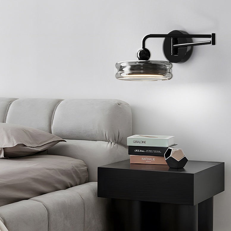 Moderne Scandinavische ronde glazen wandlamp met wiparm en LED-verlichting HL1106