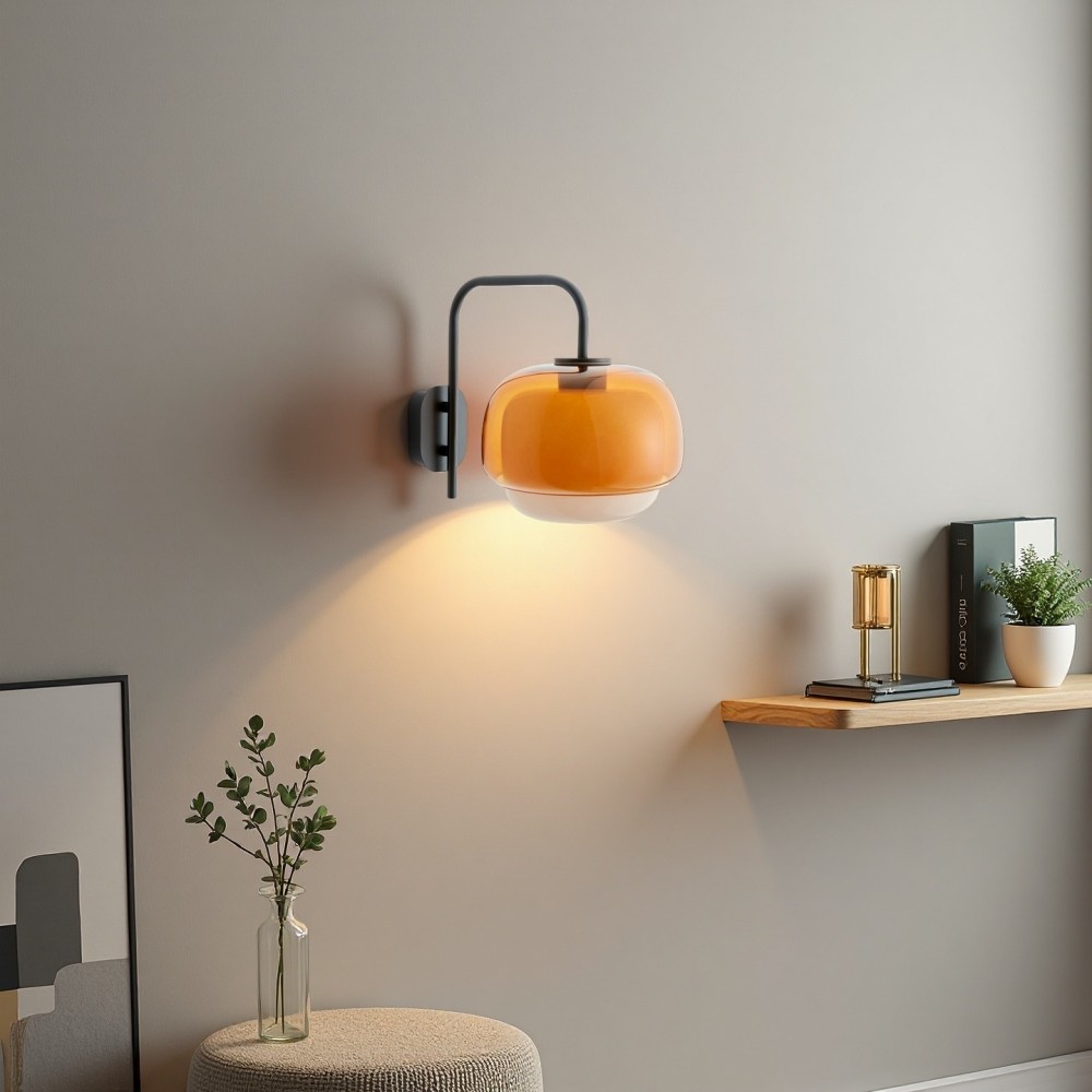Clinco Wandlamp van gekleurd glas - Dubbele bolvormige lamp in de vorm van een paddenstoel HL1097