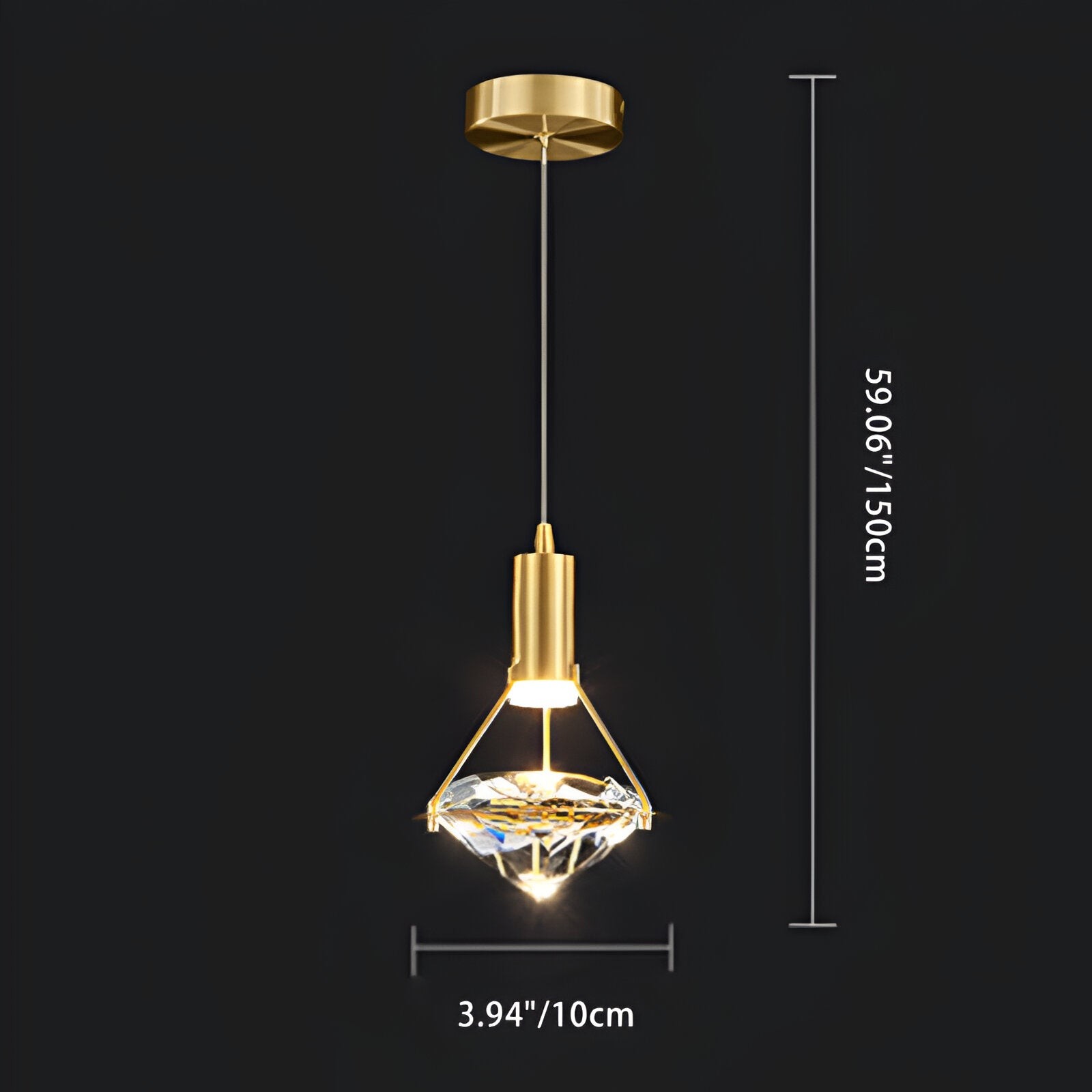 Ruitvormige koperen kristallen hanglamp HL1247