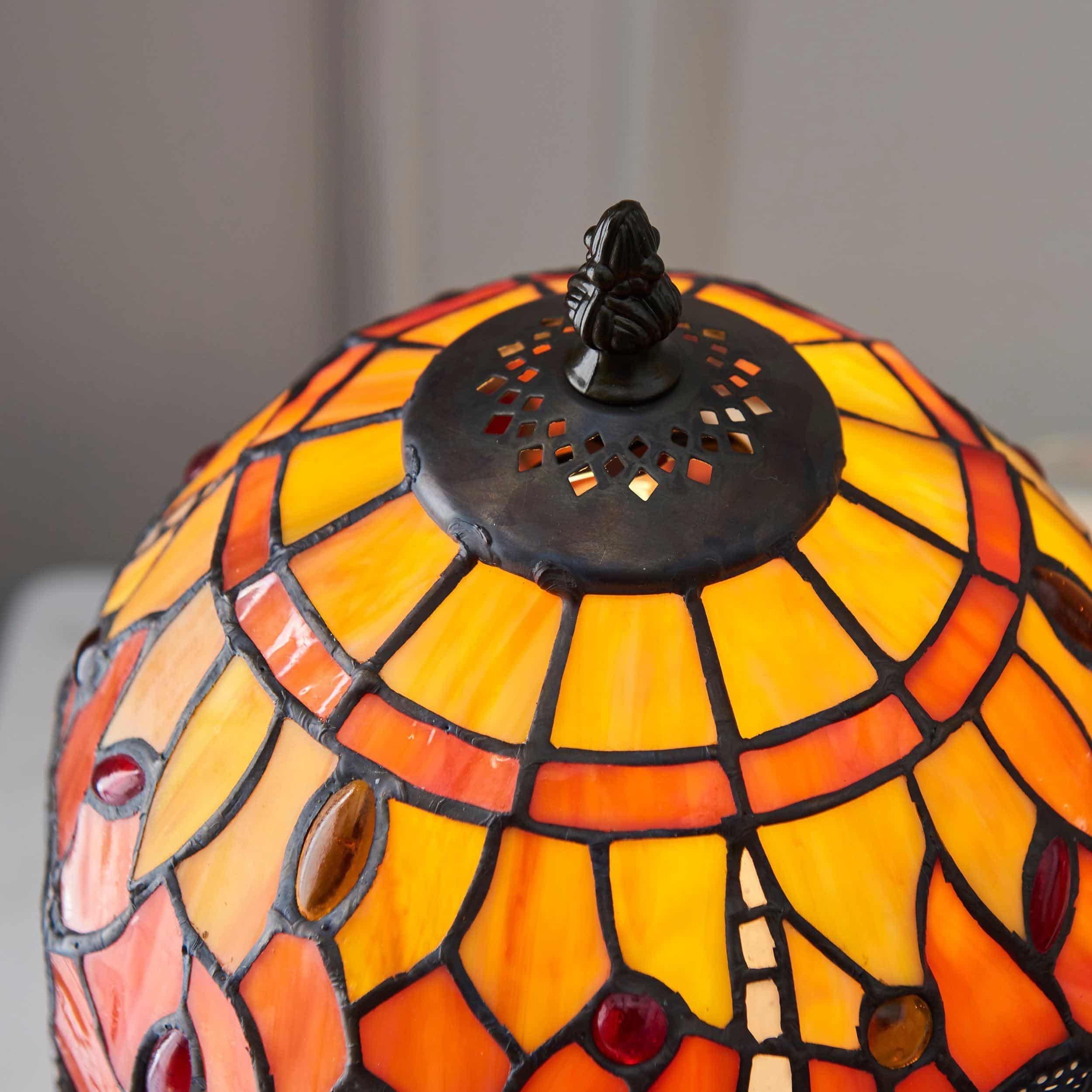 TF Libelle Handgesneden Tafellamp - Vintage Glas-in-lood voor Slaapkamer of Woonkamer HL2159