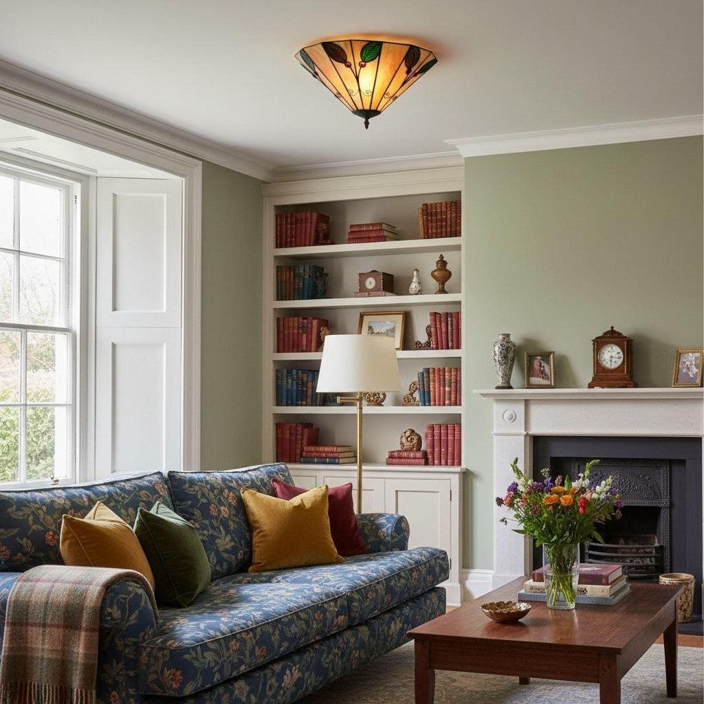 TiffStar Leaf plafondlamp met kunstglazen kap voor de woonkamer HL2040