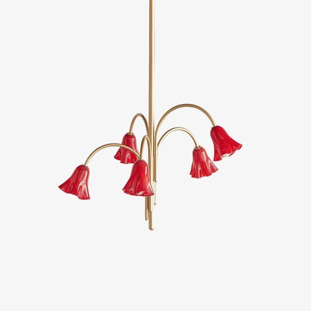 Bellina moderne romantische kroonluchter - botanisch lelie-ontwerp met glazen bloemen HL1642