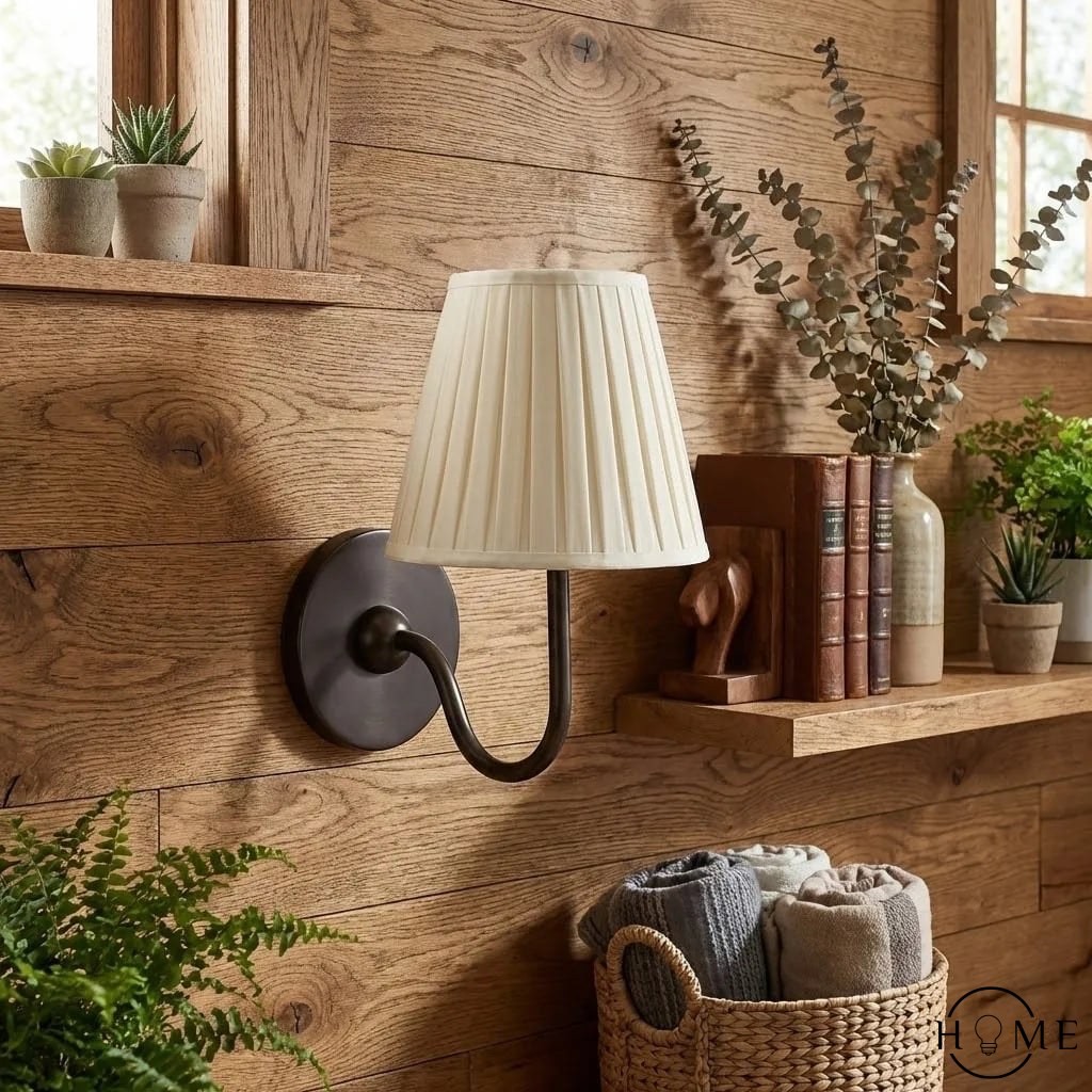 Luvora Vintage Wandlamp met Linnen Kap - Moderne Metalen Wandverlichting HL1594