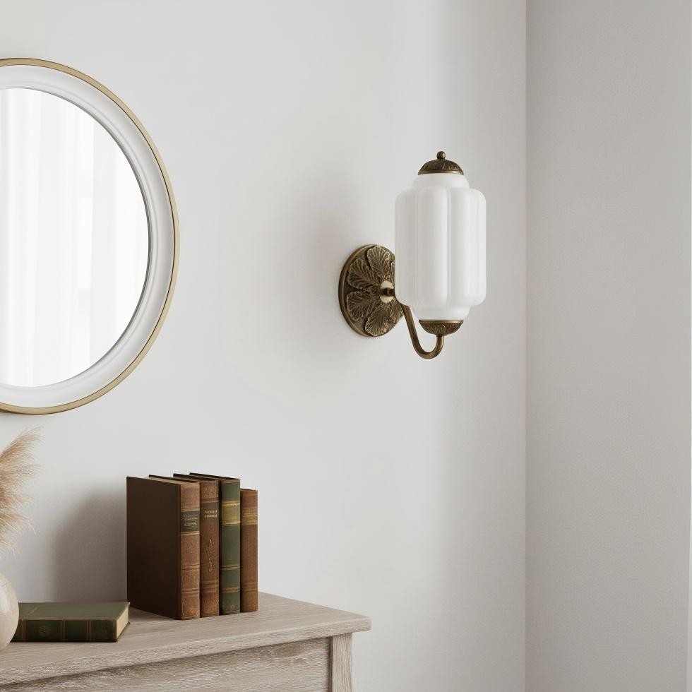 Vintage Melkglas Eloise Kandelaar Wandlamp HL844