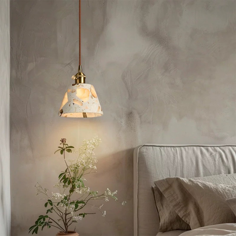 Natuurlijke Wabi-sabi Doorschijnende Terrazzo Hanglamp HL1003