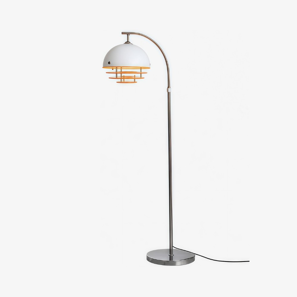 Afterglow Sunset gebogen vloerlamp - Vintage glazen kap voor slaapkamer HL3571