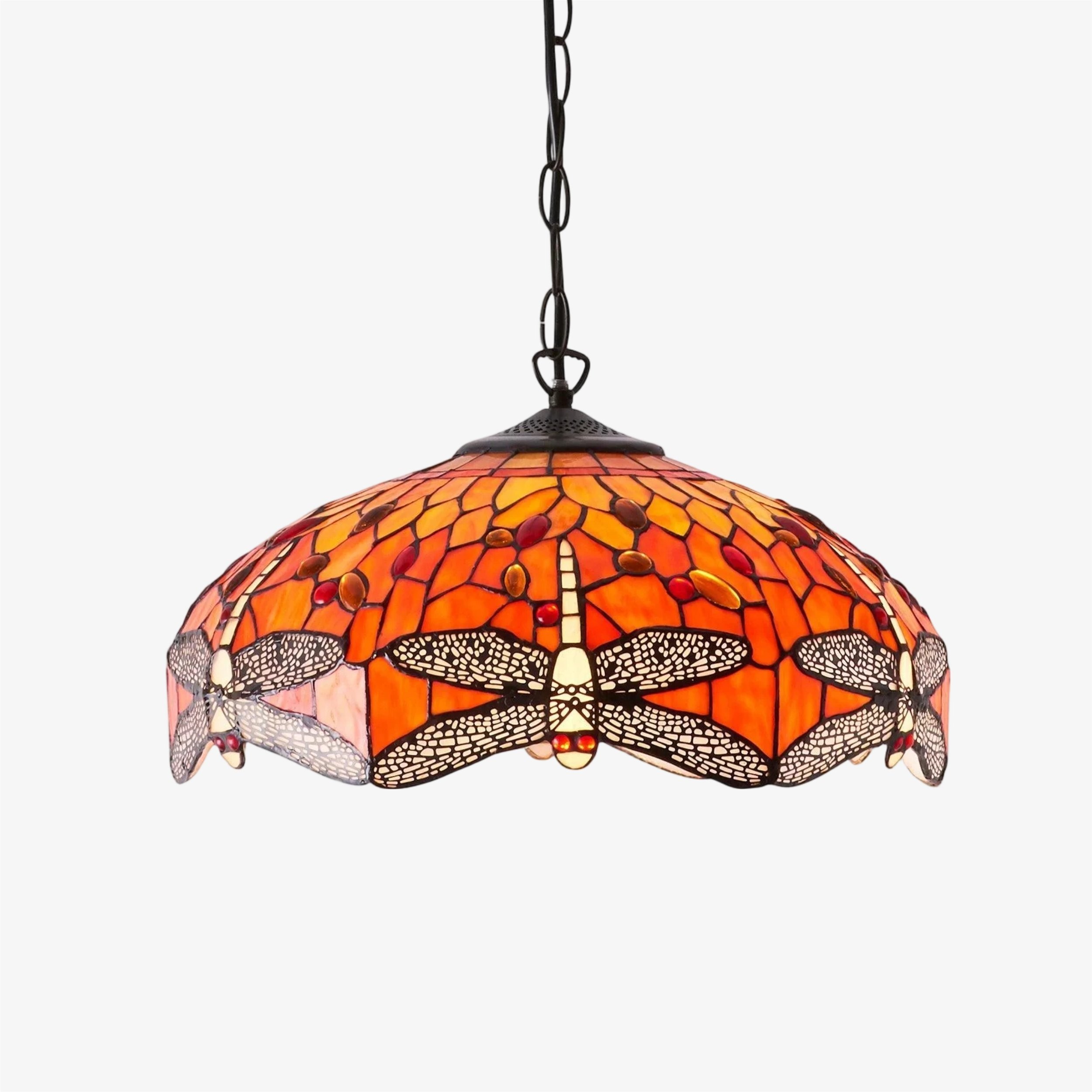 TF Dragonfly Tiffany hanglamp - Art Nouveau hanglamp met glas-in-lood voor de woonkamer HL2045
