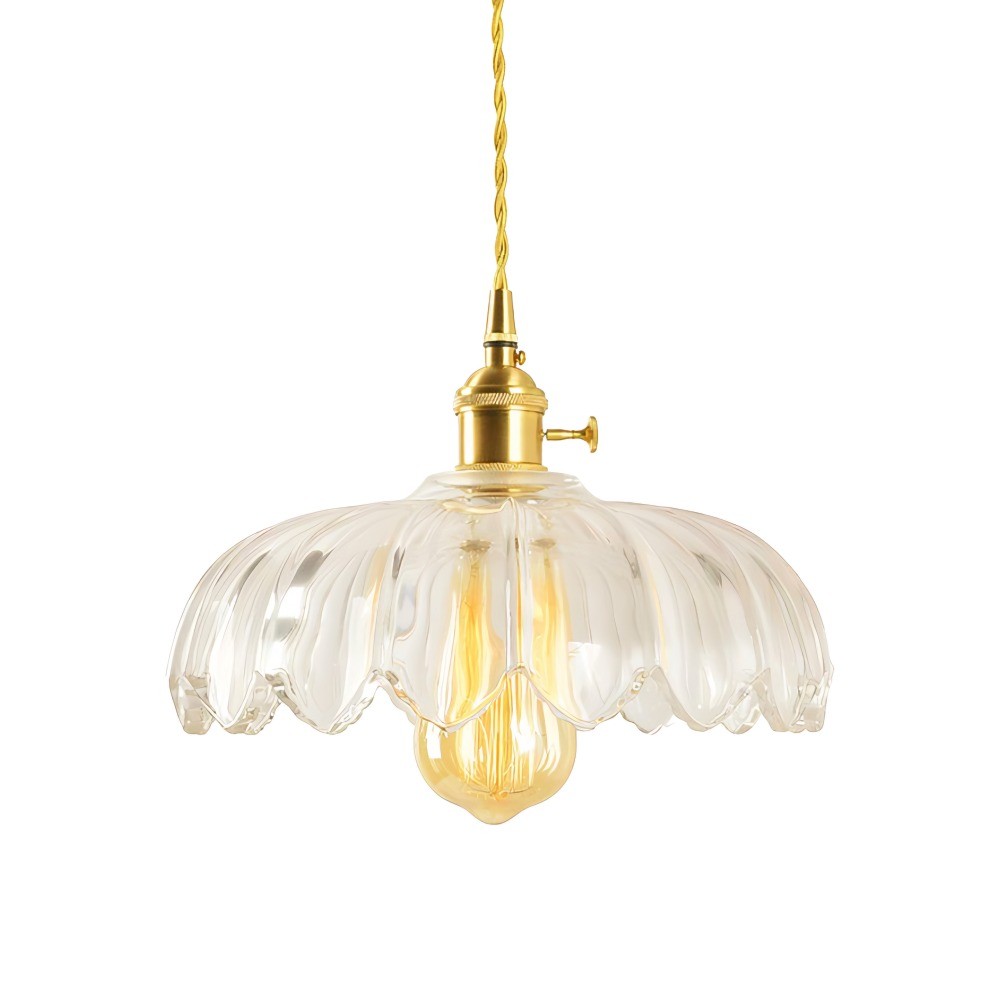 Vintage rustieke bloemblaadjesknoppen glazen hanglamp HL201