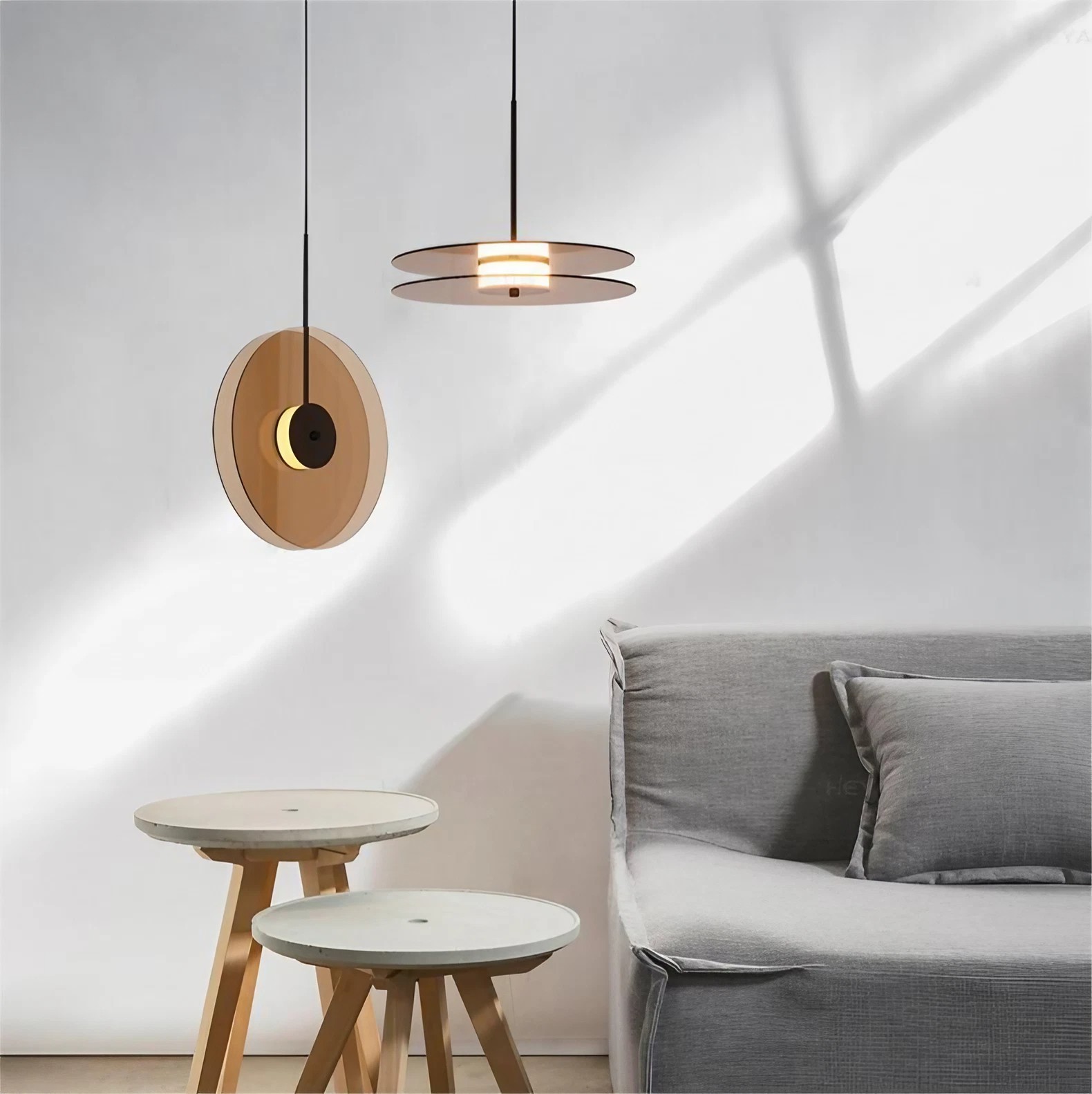 Bar art hanglamp met noorse glazen schijf HL17