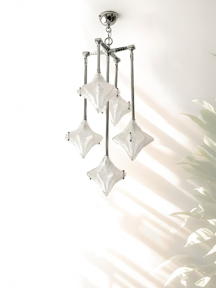Art Deco Astris Star Kroonluchter - Decoratief armatuur van gematteerd glas voor eetkamer HL1791