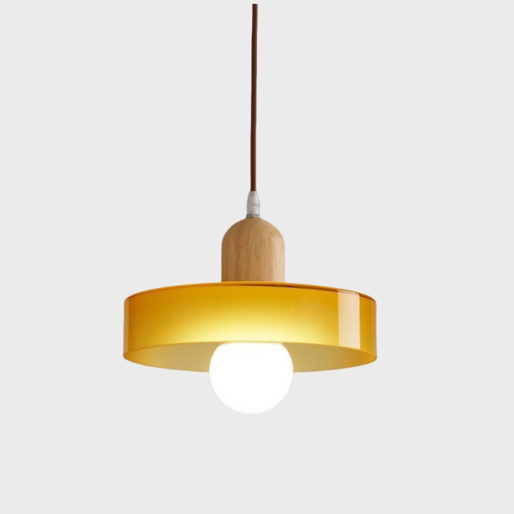 Morandi Glazen Hanglamp - Houten Schijfontwerp HL1047