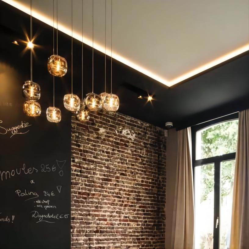 Cubie kroonluchter rookglas bol hanglamp voor kookeiland