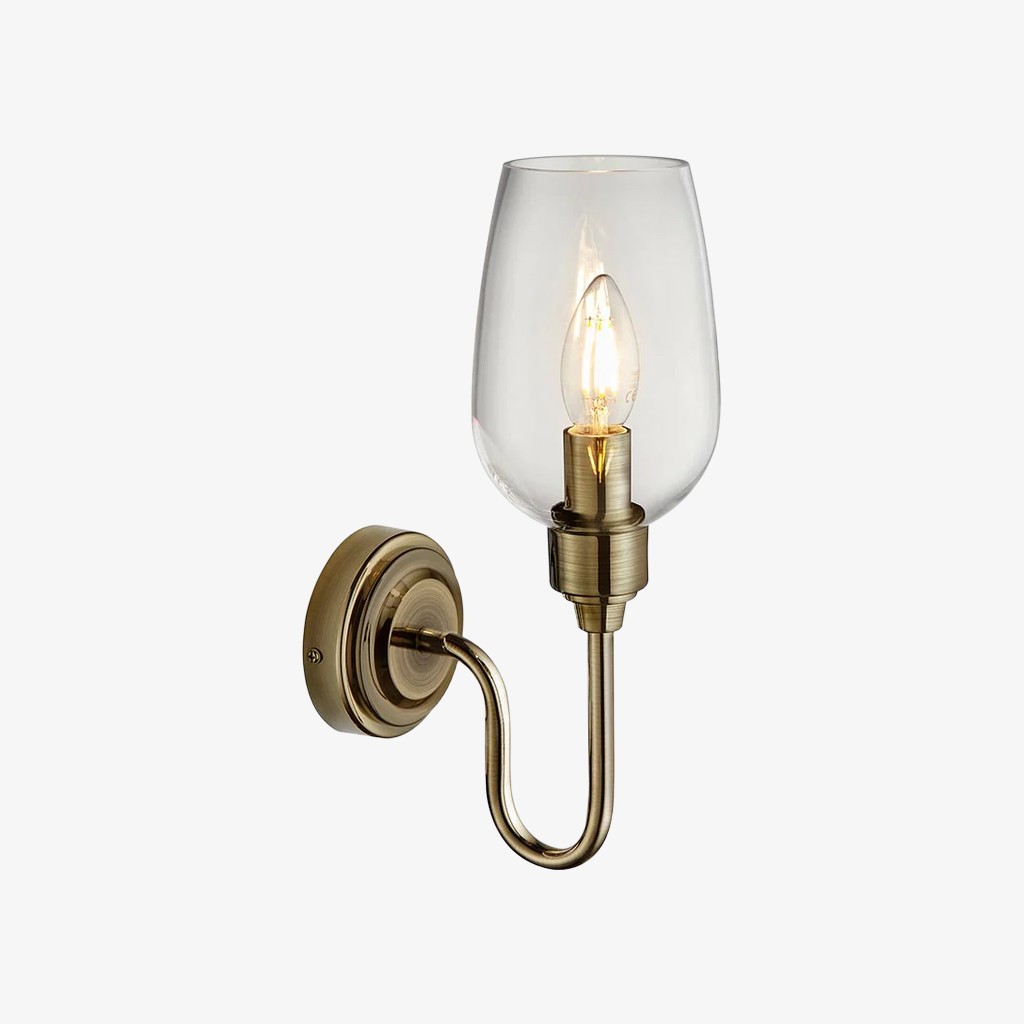 Clarione Art Deco wandlamp met transparante glazen kap - Modern metalen ontwerp voor gangen HL2112