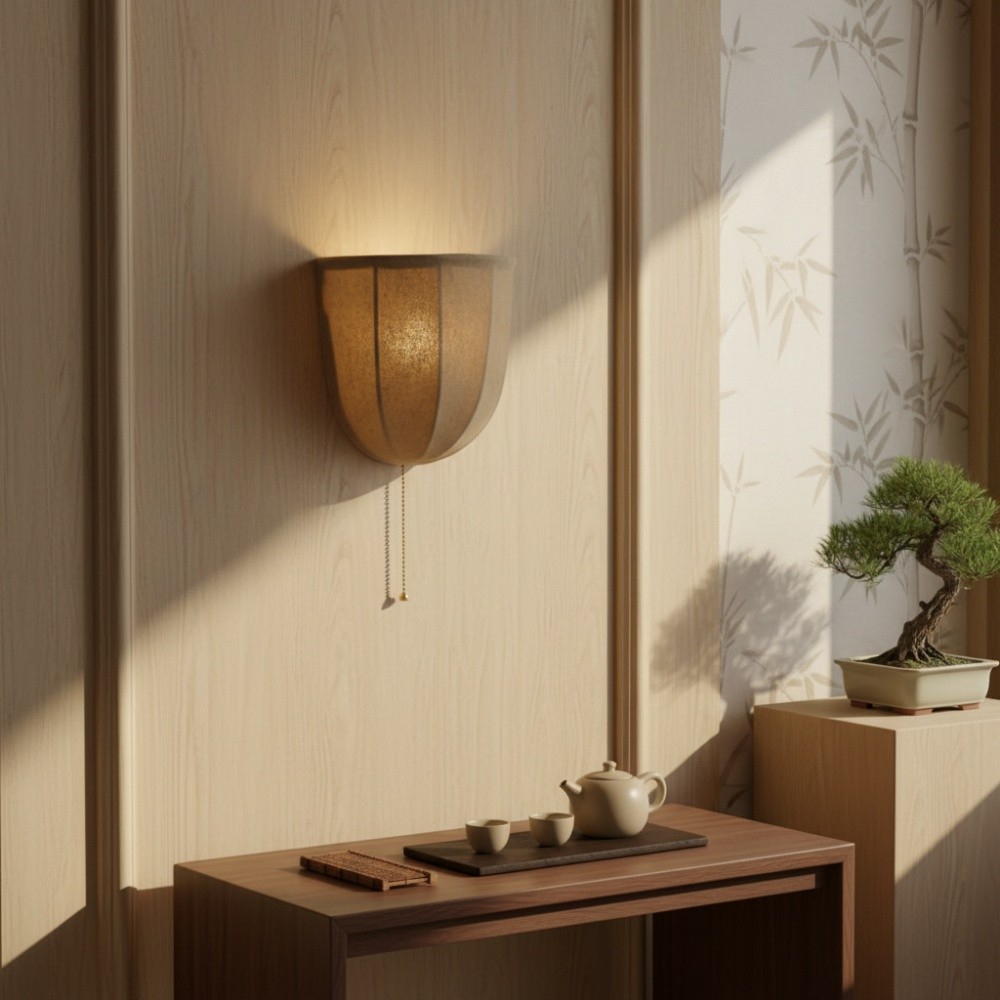Fablune linnen wandlamp - moderne wandlamp met stoffen kap en textuur voor de woonkamer HL1134