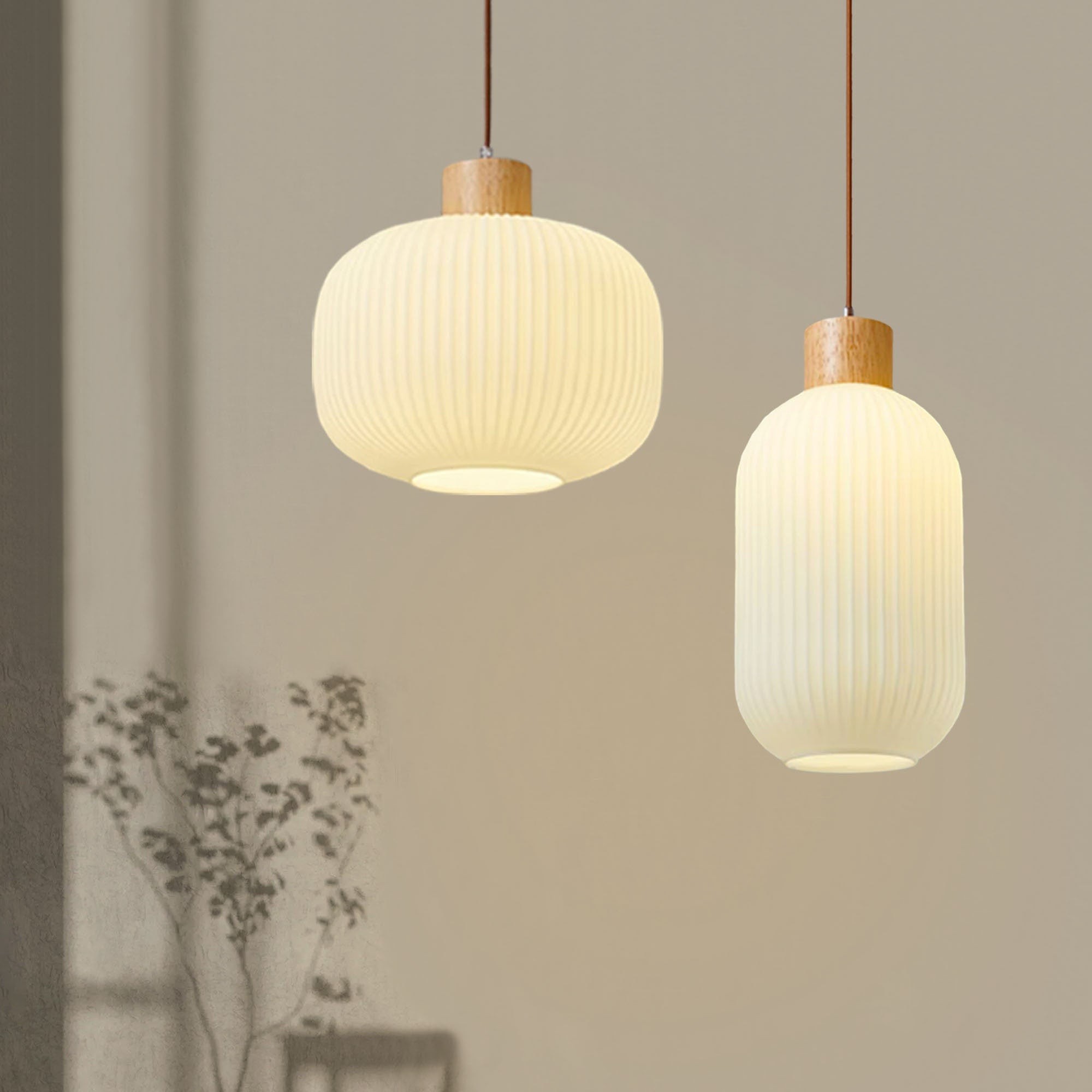 Nordic witte lantaarnachtige glazen hanglamp HL666