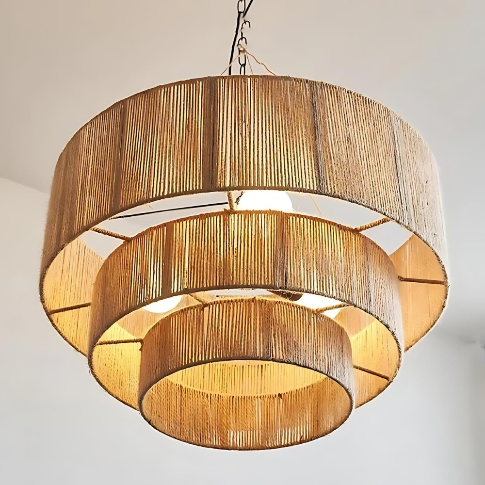 De elegante geweven waterval hanglamp van rotan HL3381