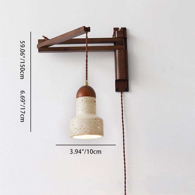 Traditionele Japanse houten travertijn bolvormige intrekbare opvouwbare wandlamp HL1111