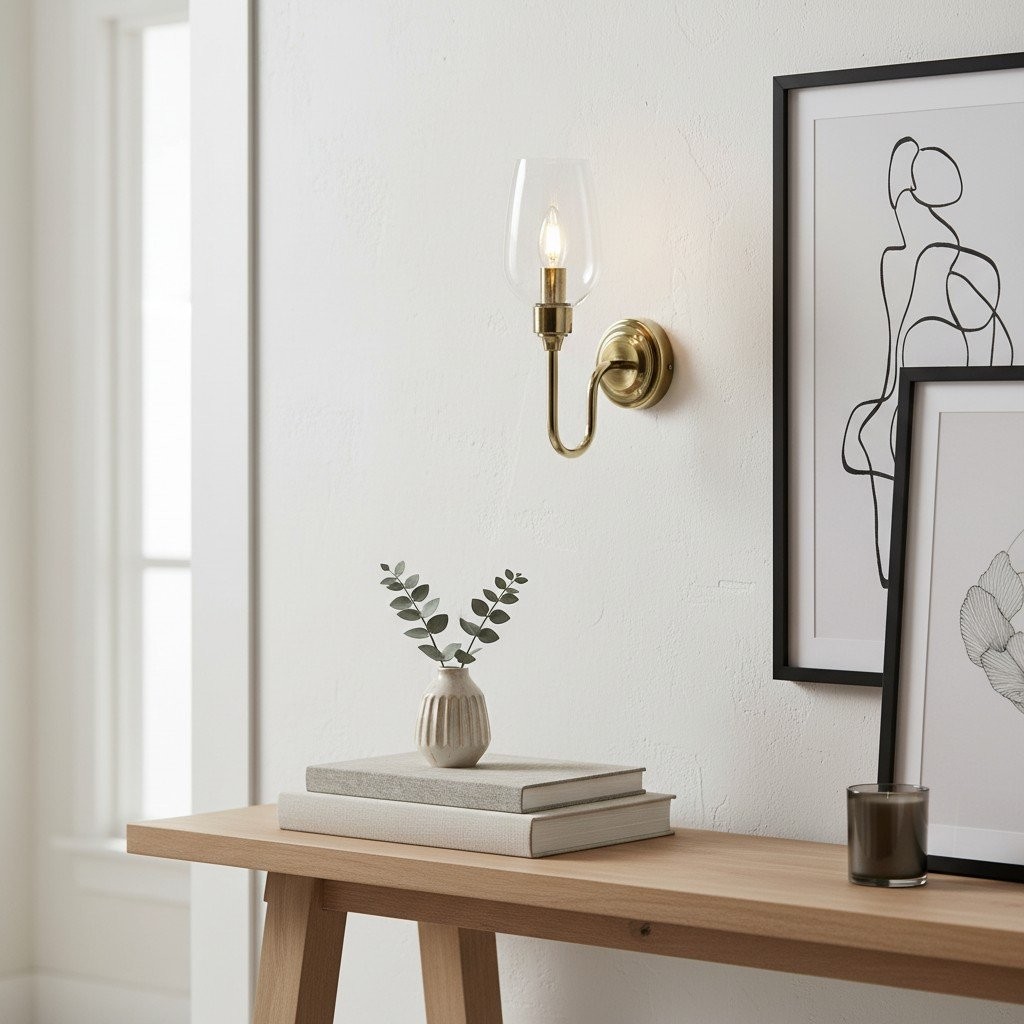 Clarione Art Deco wandlamp met transparante glazen kap - Modern metalen ontwerp voor gangen HL2112