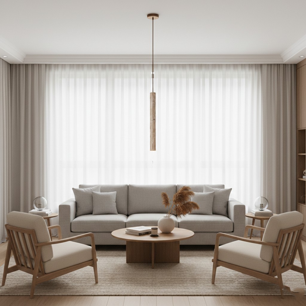 Moderne hanglamp HL3410 met marmeren travertin cilinder.