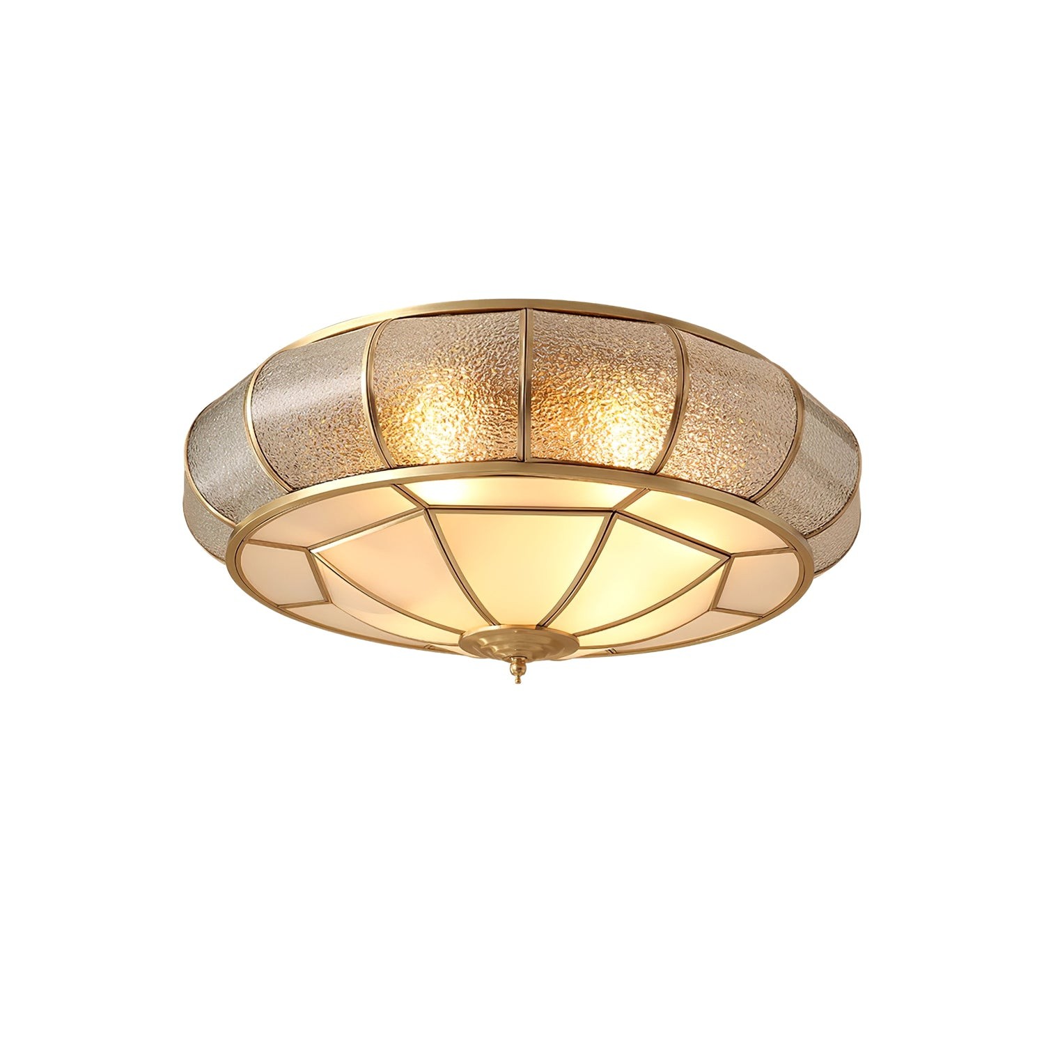 Ronde plafondlamp van getextureerd glas HL756