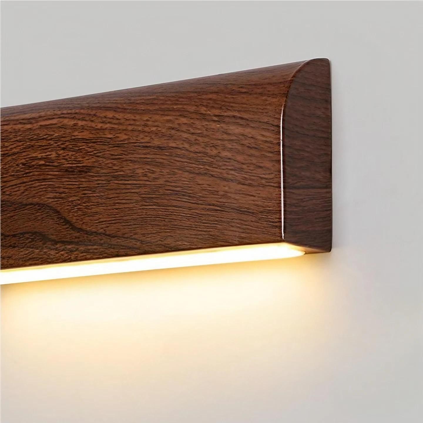 Rechthoekige LED wandlamp met houtnerfaluminium HL196