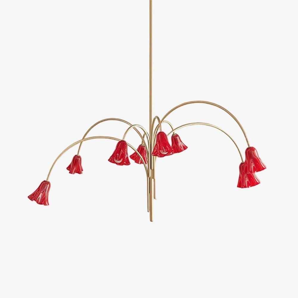 Bellina moderne romantische kroonluchter - botanisch lelie-ontwerp met glazen bloemen HL1642