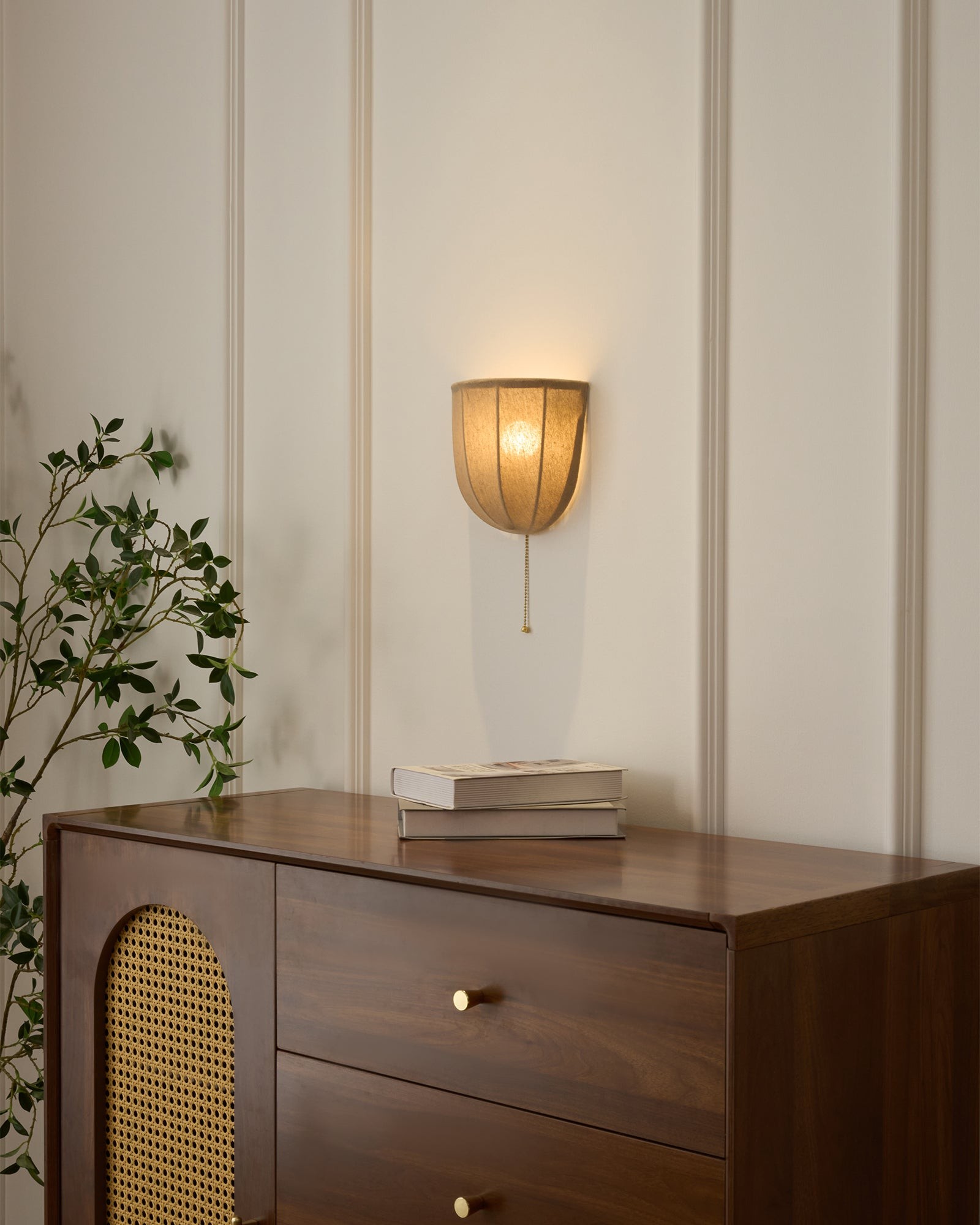 Fablune linnen wandlamp - moderne wandlamp met stoffen kap en textuur voor de woonkamer HL1134
