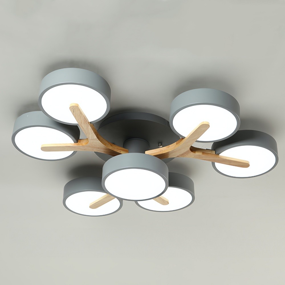 Nordic Disc Wood Plafondlamp - LED Semi-Flush Mount voor Slaapkamer HL1353