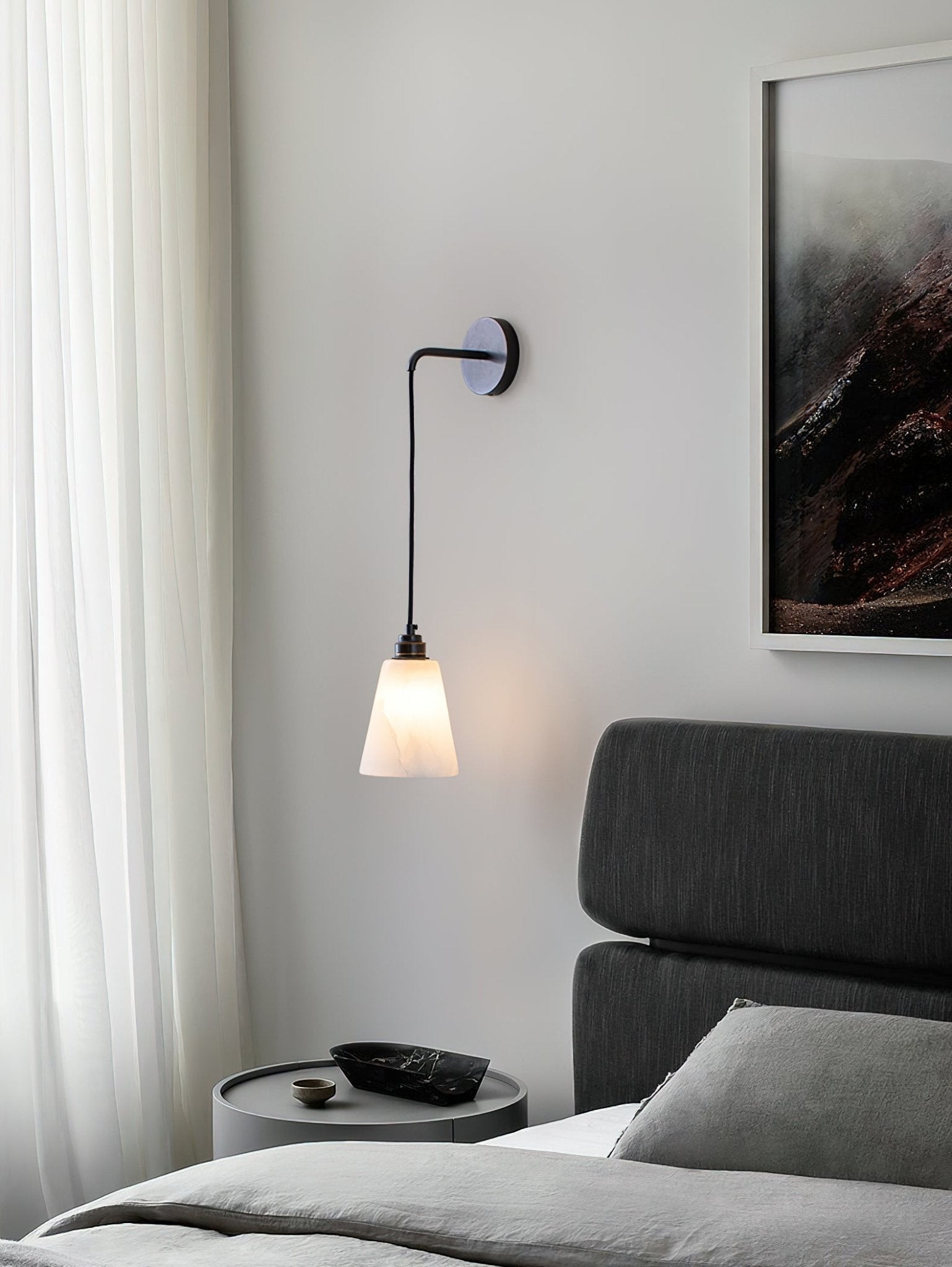 Druppelvormige alabaster wandlamp HL2956