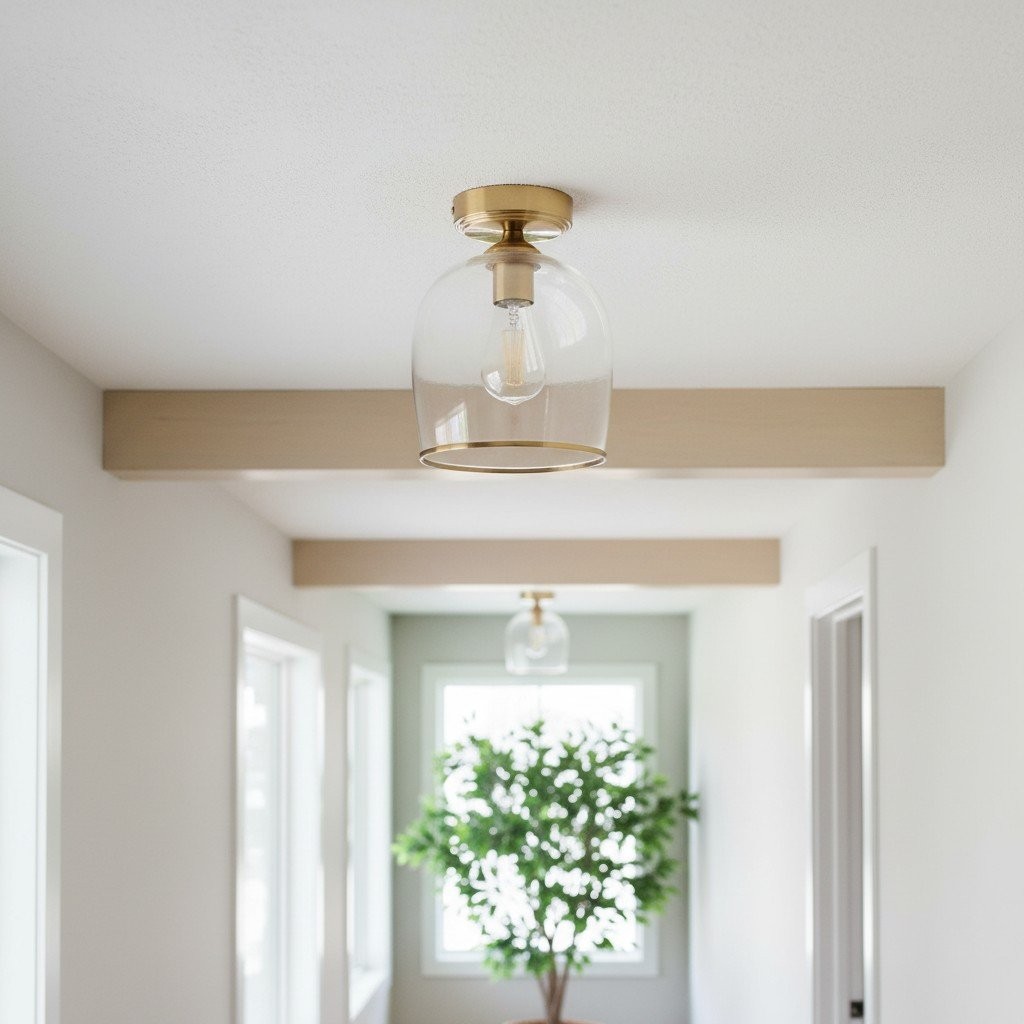 Brazara Dome Plafondlamp - Industriële geribbelde en heldere glazen kap voor de woonkamer HL2119