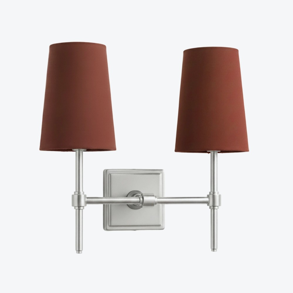 Derlina Witte Linnen Wandlamp – Retro Metalen Verlichtingsarmatuur met Meerdere Hoofden HL1433
