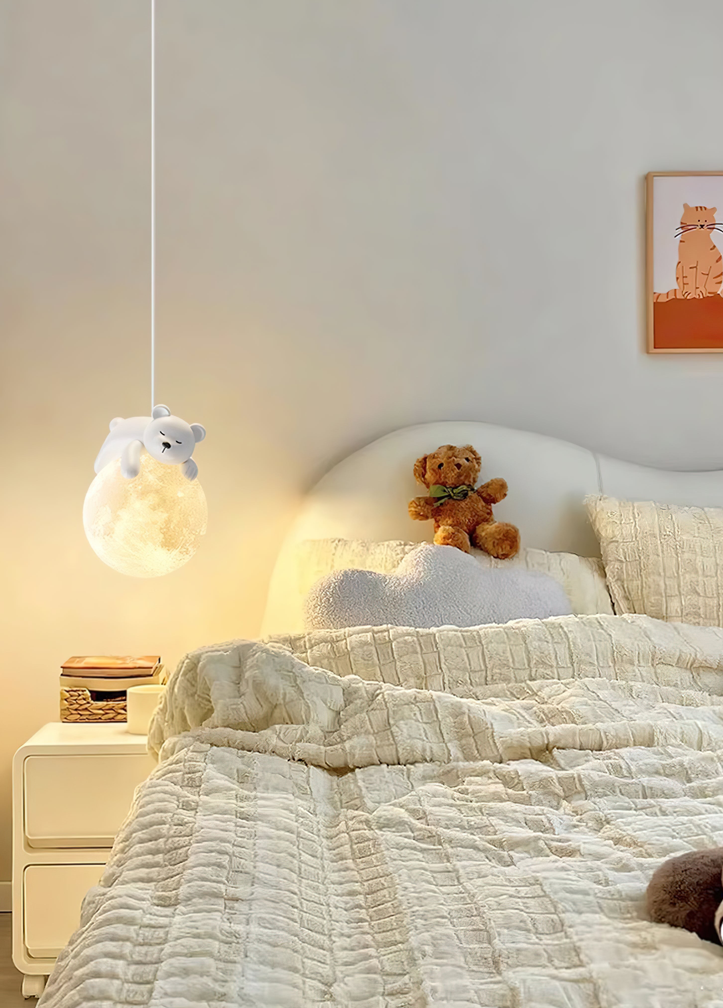 Crèmekleurige hanglamp met dierenmotief HL1189