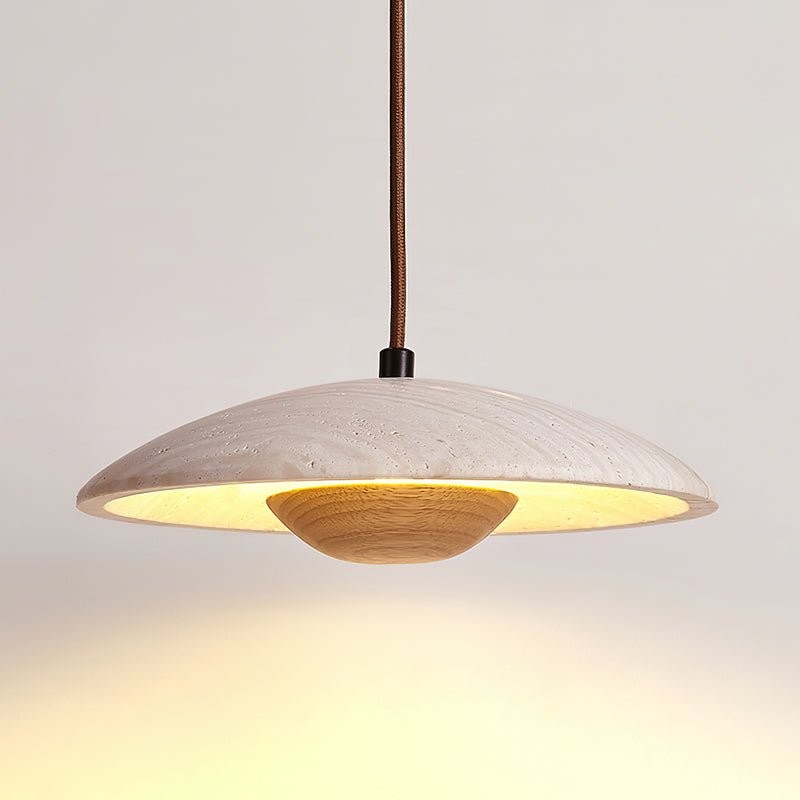 Crèmekleurige houten hanglamp HL737
