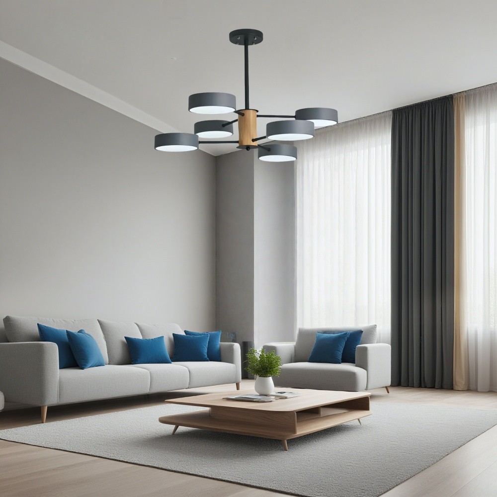 Scandinavische kroonluchter met houten takken - Sputnik Disc LED-lamp HL1352