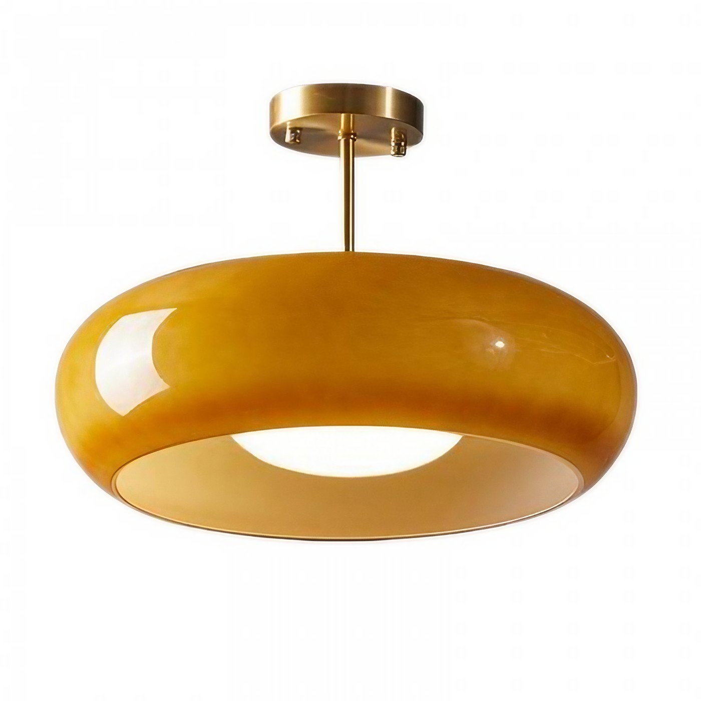 Retro messing schijf Bauhaus glazen plafondlamp HL167