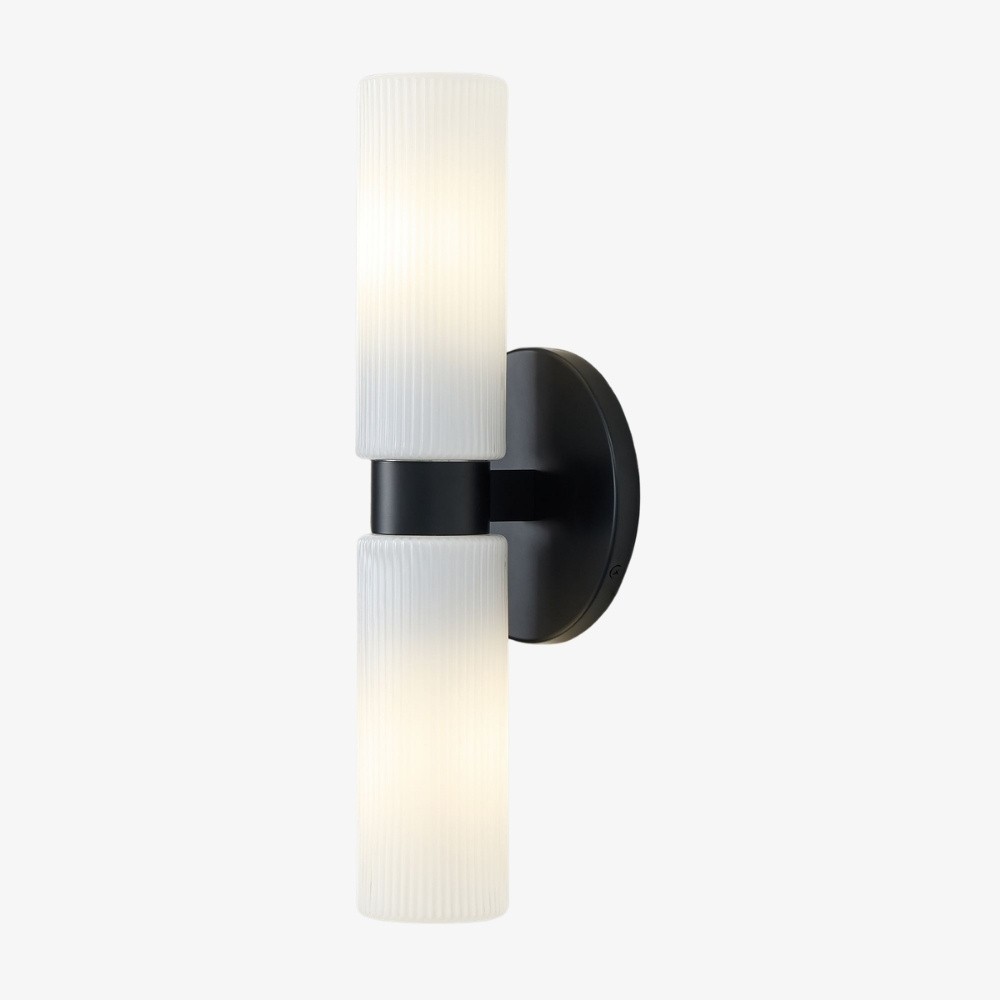 Rivora gecanneleerde glazen dubbele korte wandlamp - binnen- en buitenwandlamp Elegance HL1615