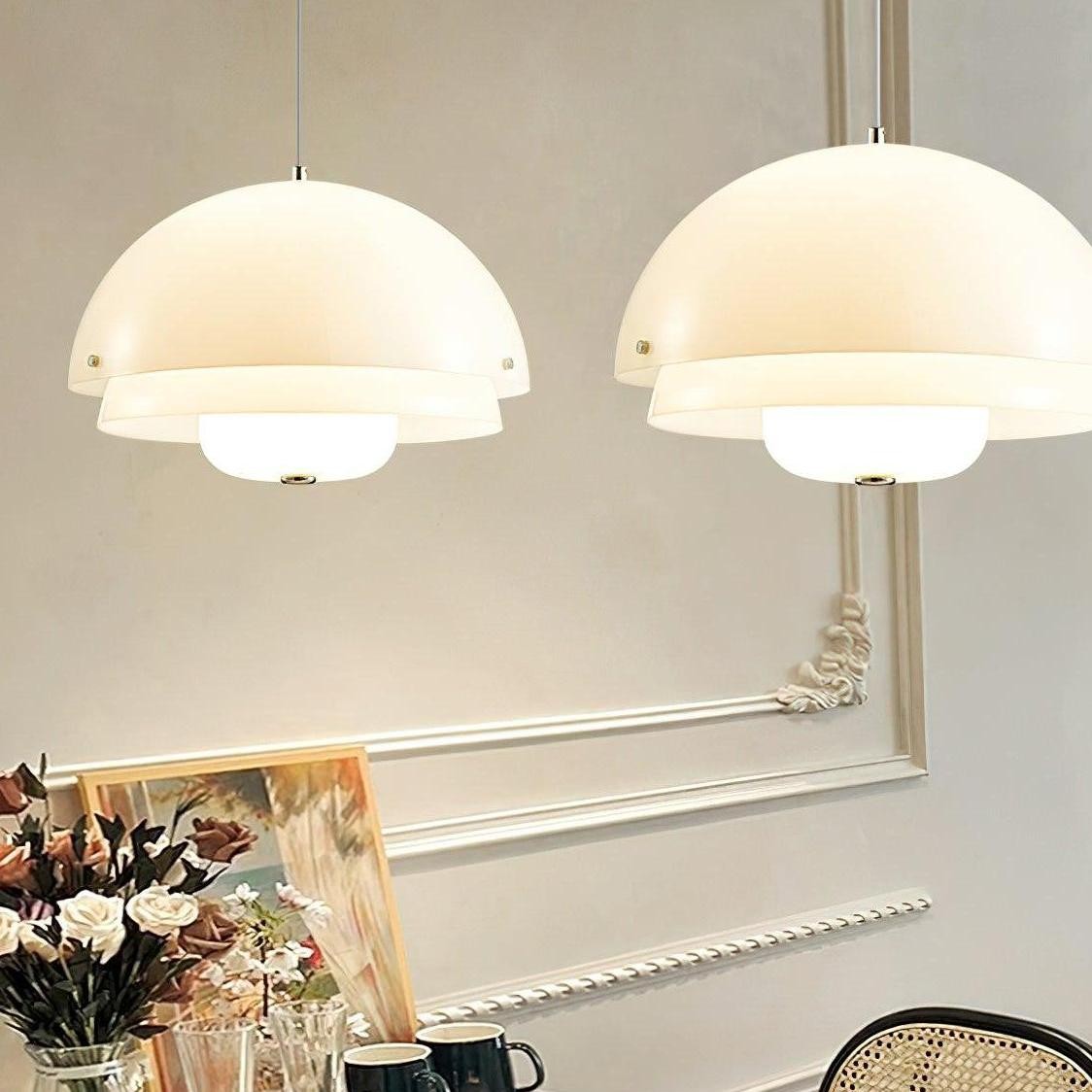 Moderne Melk Witte Multilagen Sferische Hanglamp HL309