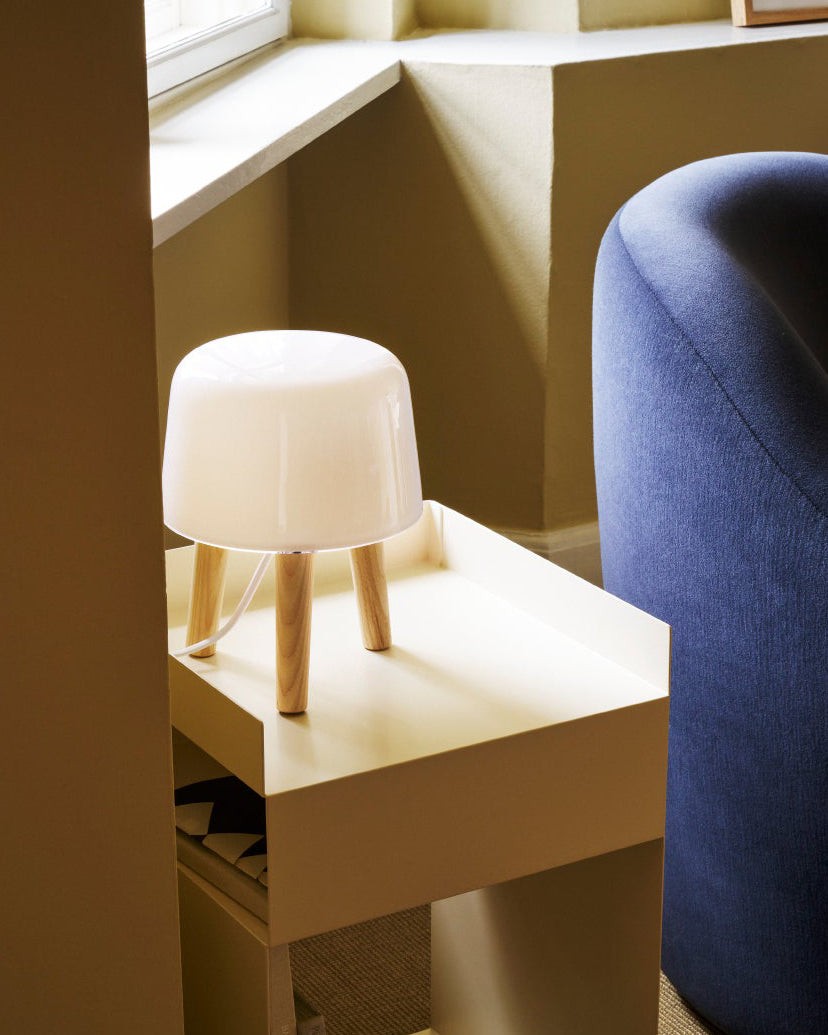 Nordic Wood Decoratieve Glazen Tafellamp Voor Slaapkamer HL709