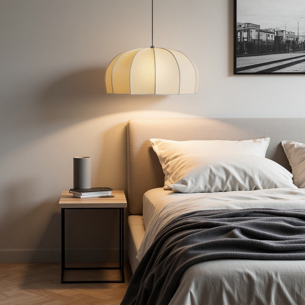 Hanglamp van zijdekoepel - elegante stoffen lamp voor eetkamer HL1323