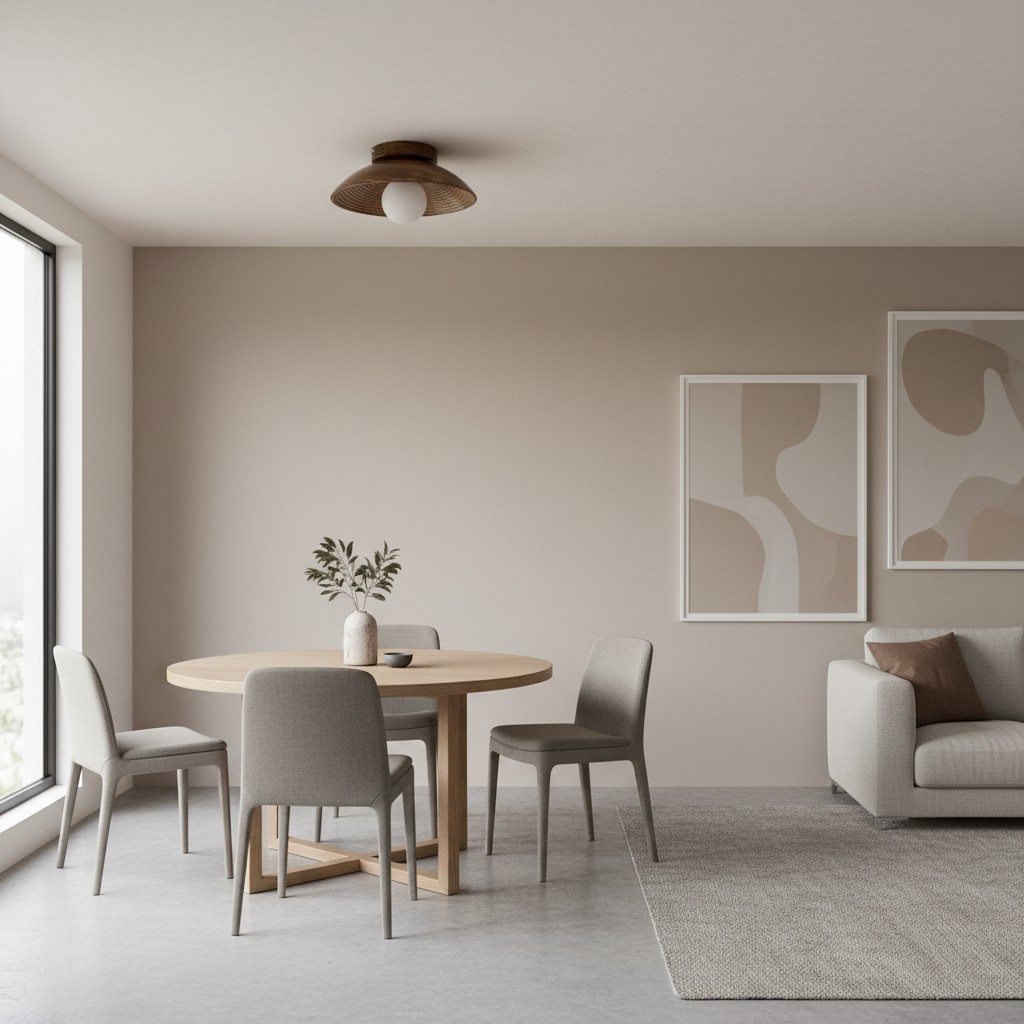 Ovalune plafondlamp met organische textuur, sculpturaal ontwerp, vlakke montage - moderne stijl voor de woonkamer HL2323