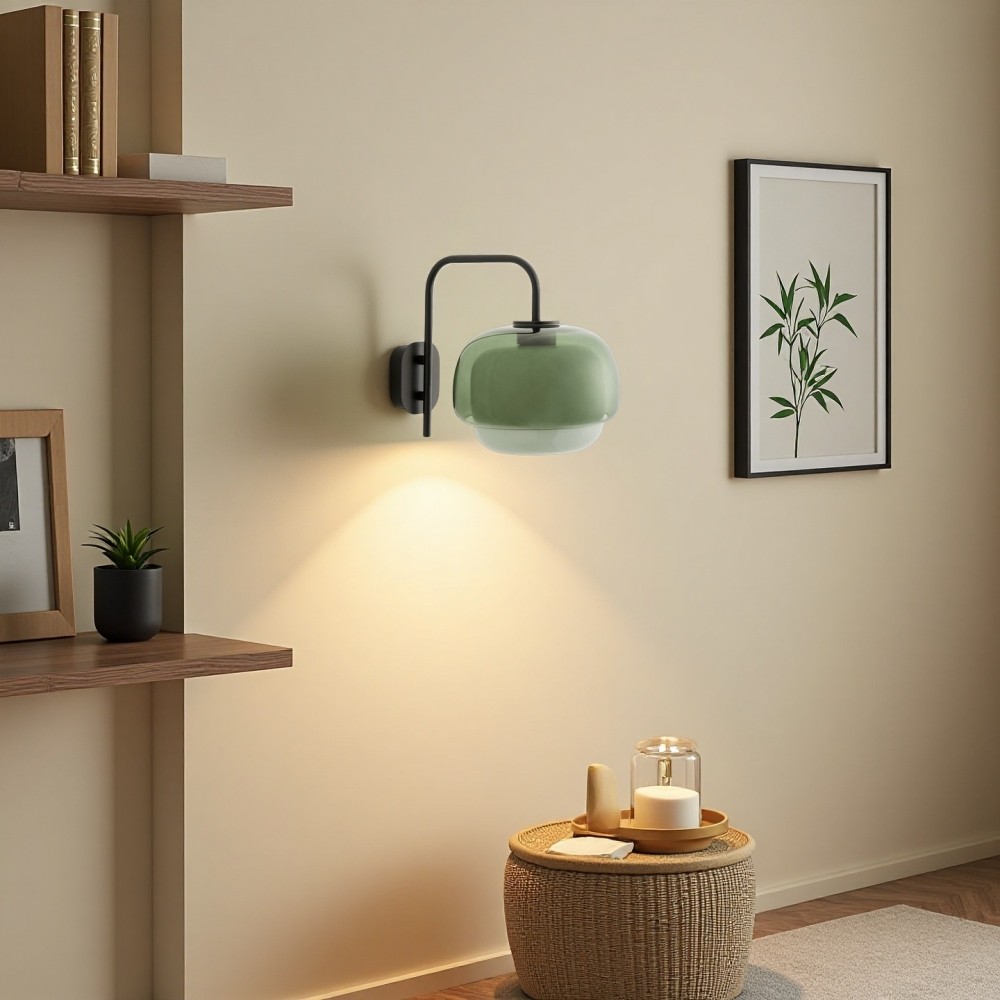 Clinco Wandlamp van gekleurd glas - Dubbele bolvormige lamp in de vorm van een paddenstoel HL1097