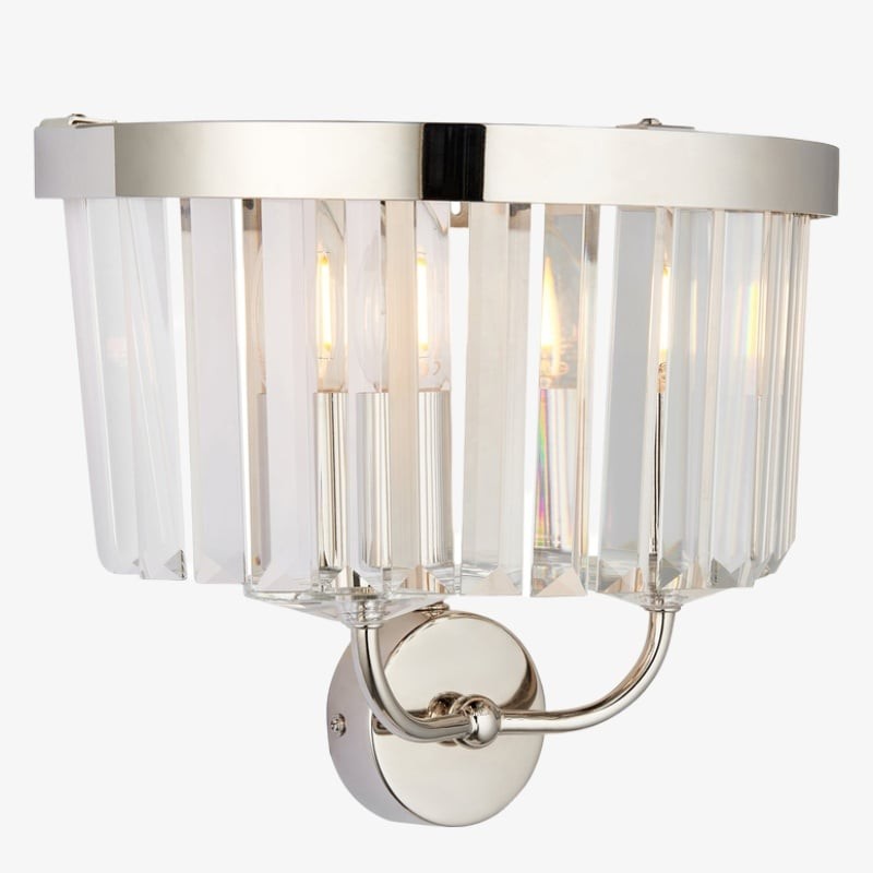 Beveline wandlamp met facetgeslepen helder glas - Klassieke metalen wandlamp voor hal en woonkamer HL2080