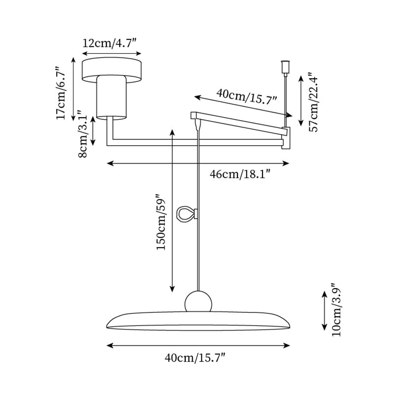 Eenvoudige moderne verstelbare hanglamp met zwenkarm HL885