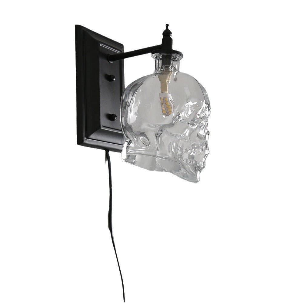 Helder glazen schedel wandlamp HL1251