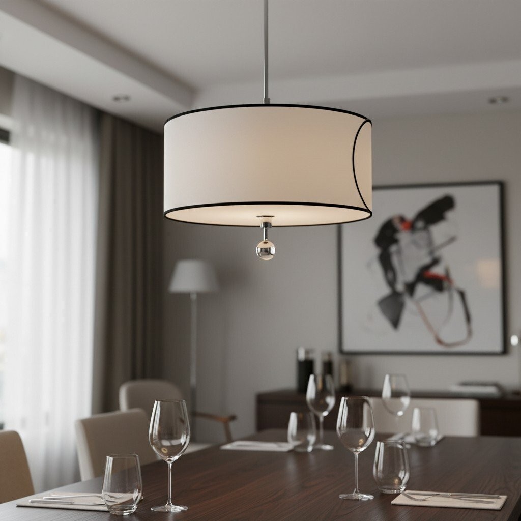 Roven 3-lichts trommelvormige hanglamp - Modern, overgangsmodel met gelaagde stof voor eetkamer of woonkamer HL1941