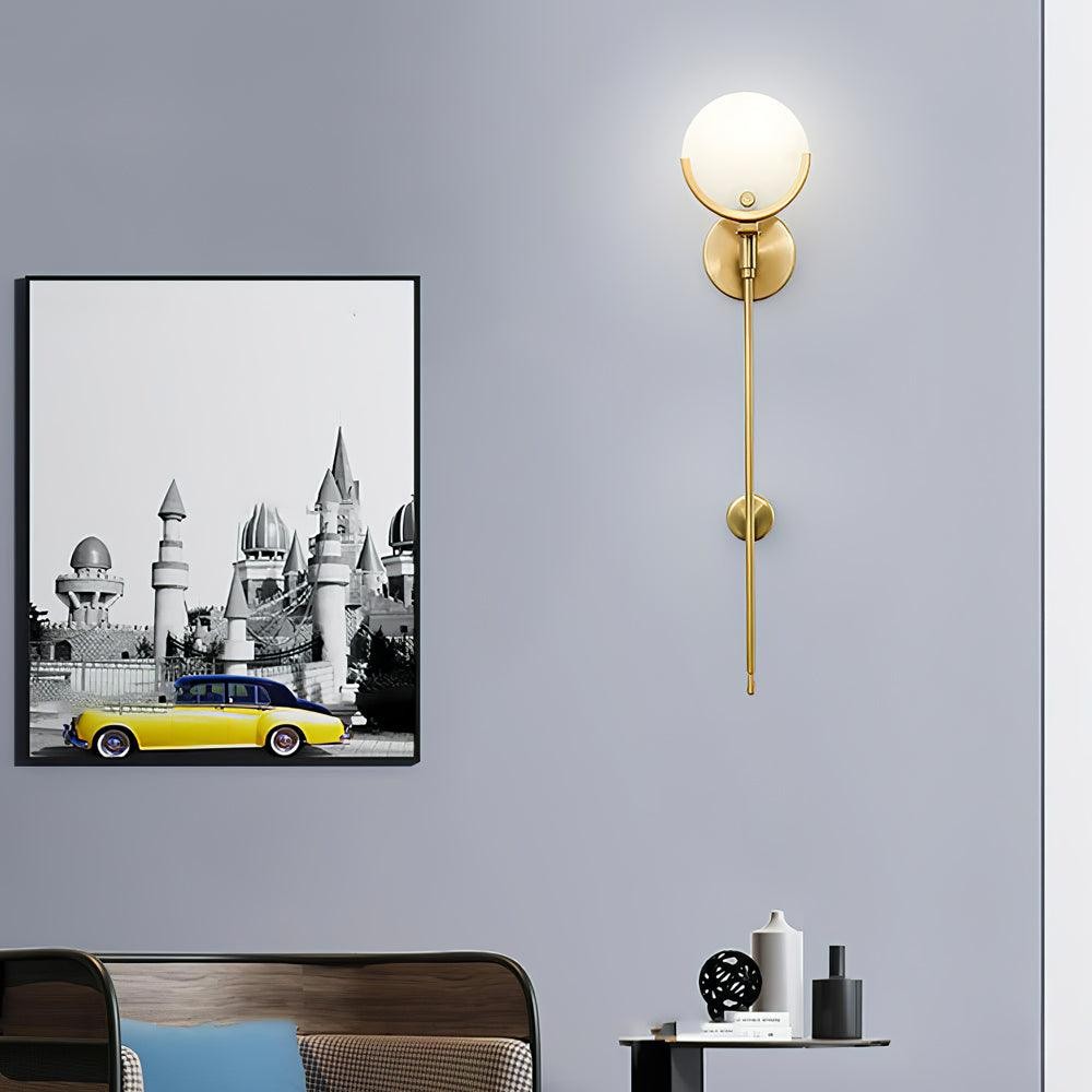 Metalen messing bolvormige slaapkamer wandlamp HL363